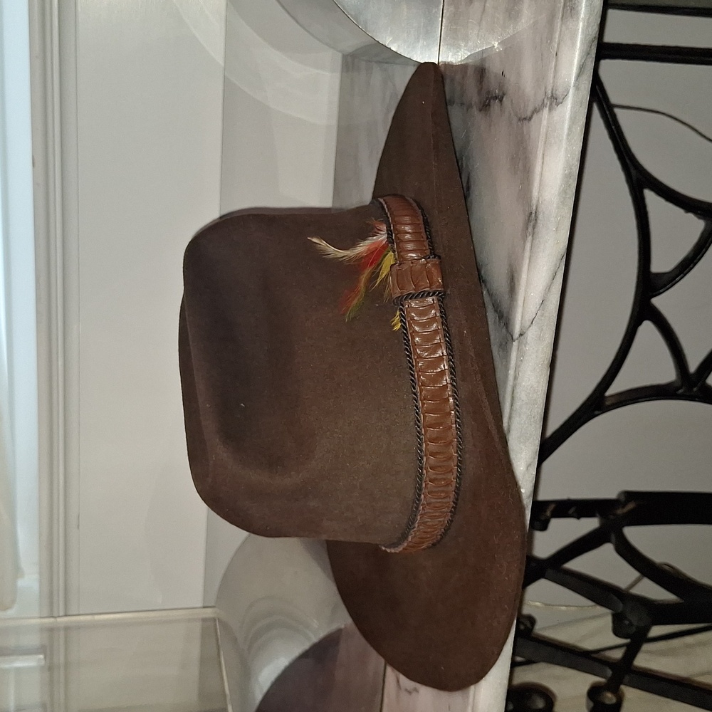 Men's Stetson 3X Beaver Felt Cowboy Hat with Brown Leather Band  "The Cowhand"